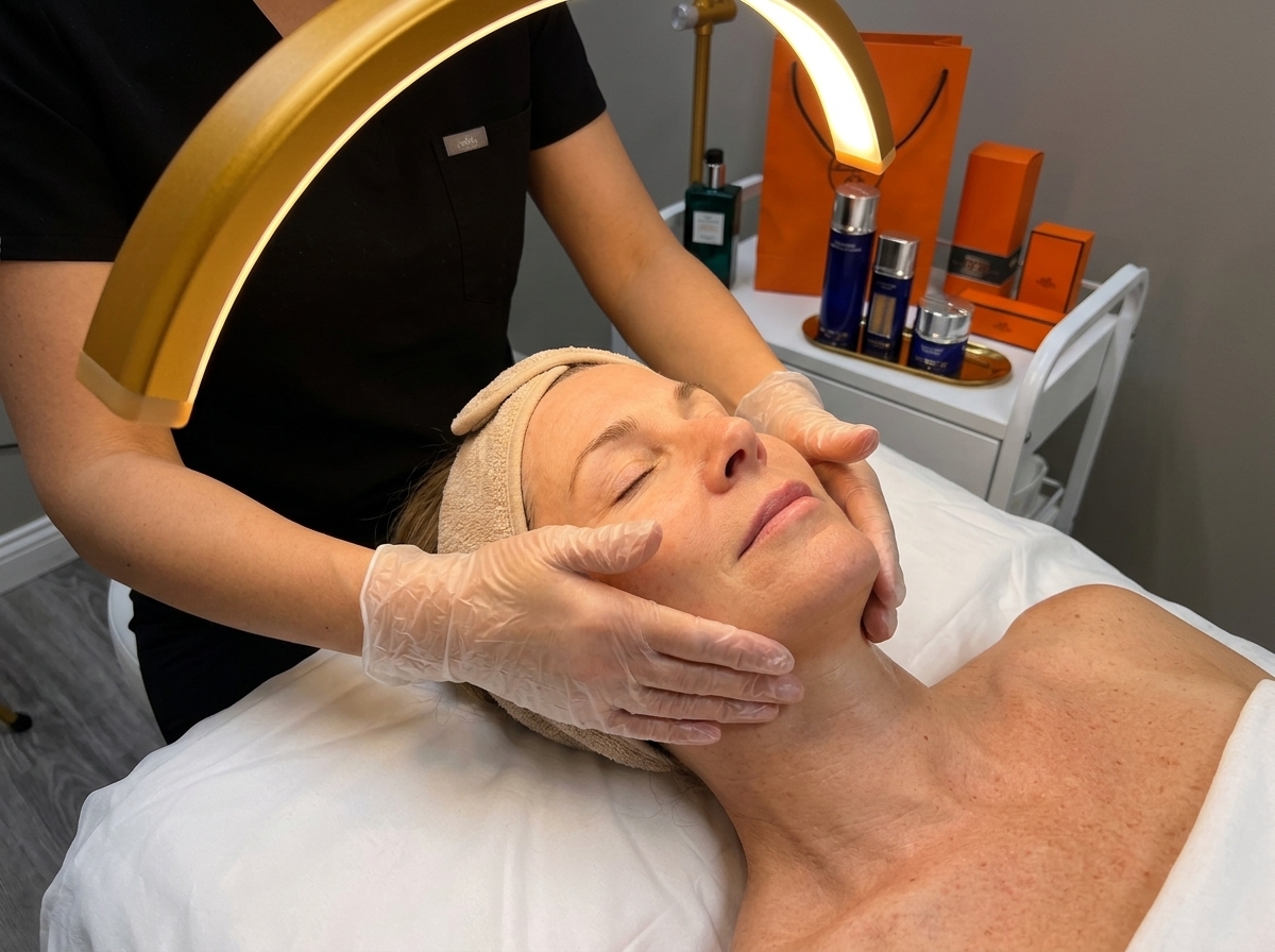 La Prairie facial being performed at a medical spa in Manhattan