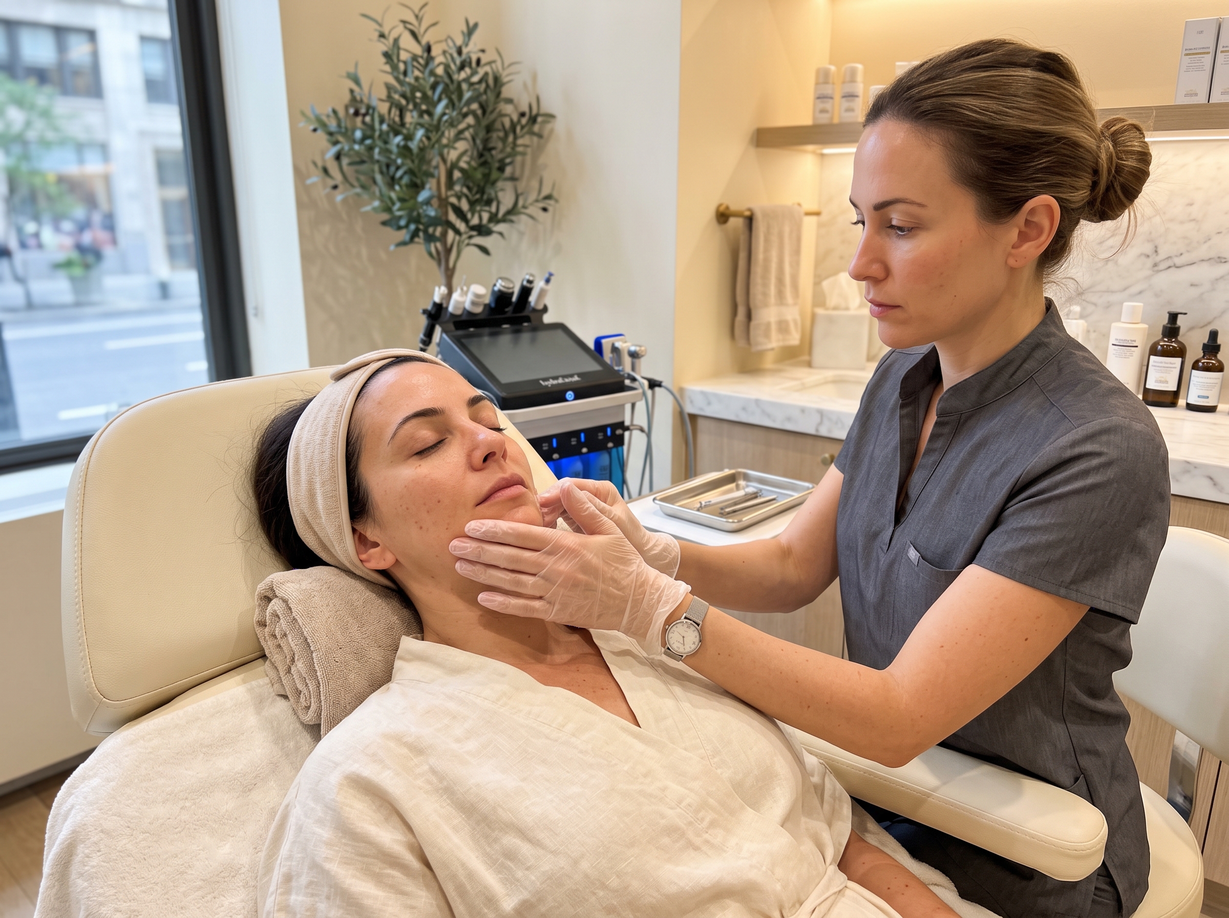 Advanced facial with resurfacing being performed at a Manhattan med spa