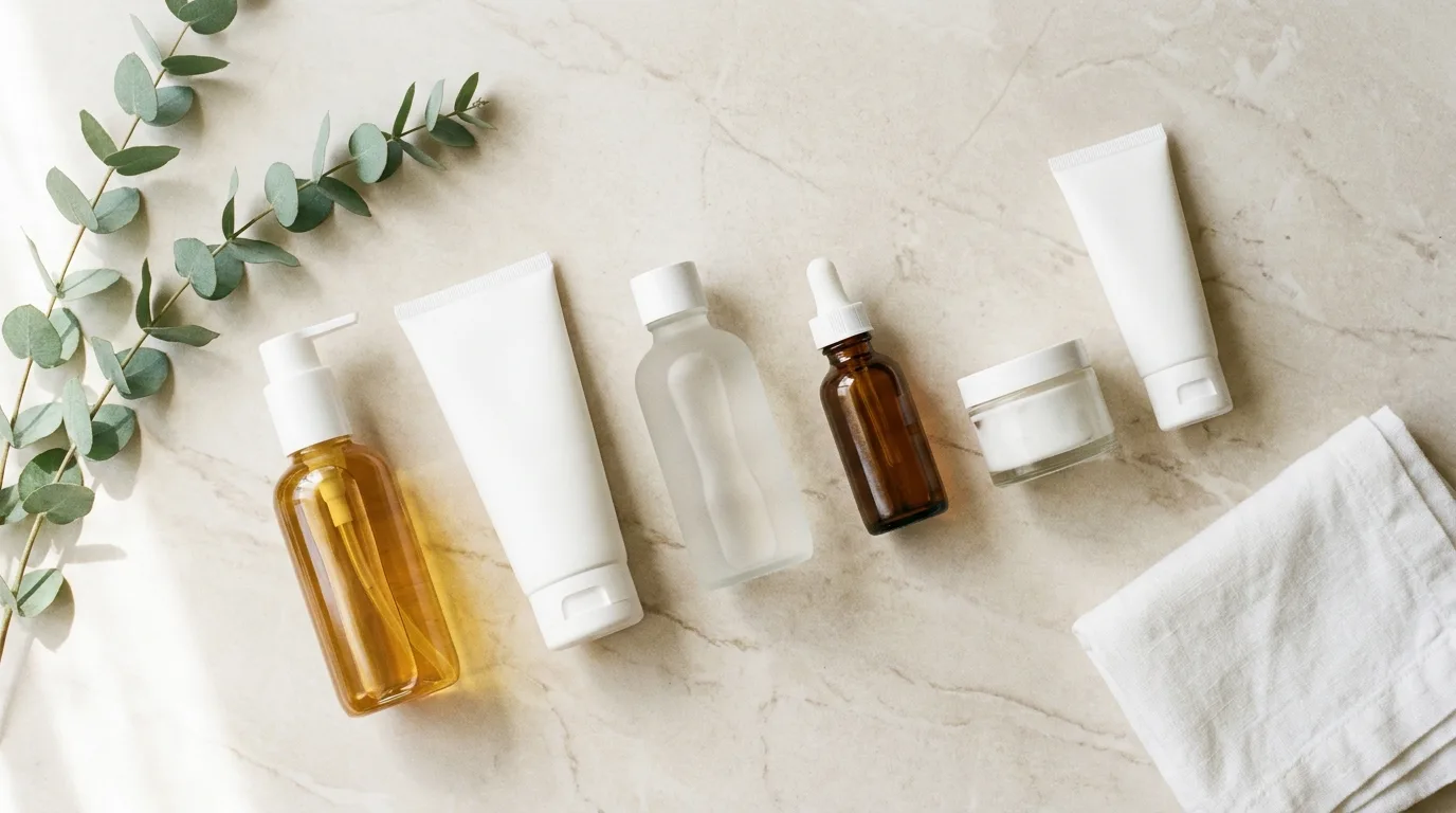 At-home glass skin routine products in order, from cleanser to sunscreen