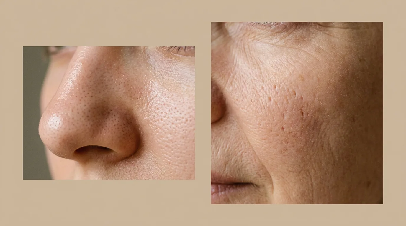 Oily skin enlarged pores compared with age-related elongated pores